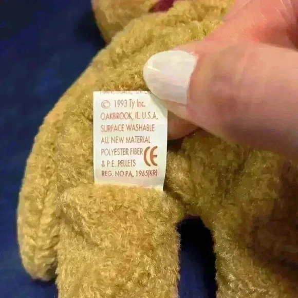 Curly the bear Ty Beanie Baby, with errors - Picture 7 of 8